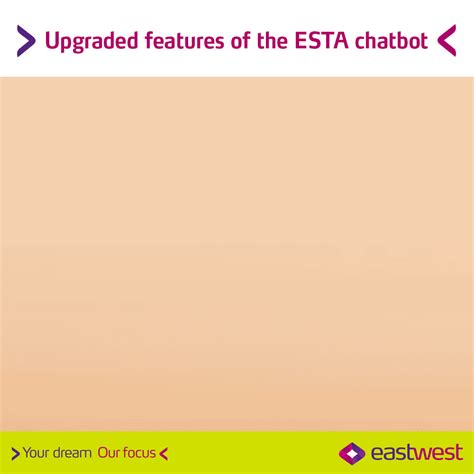 www.ewlend.com/esta|Upgraded features of the ESTA chatbot .